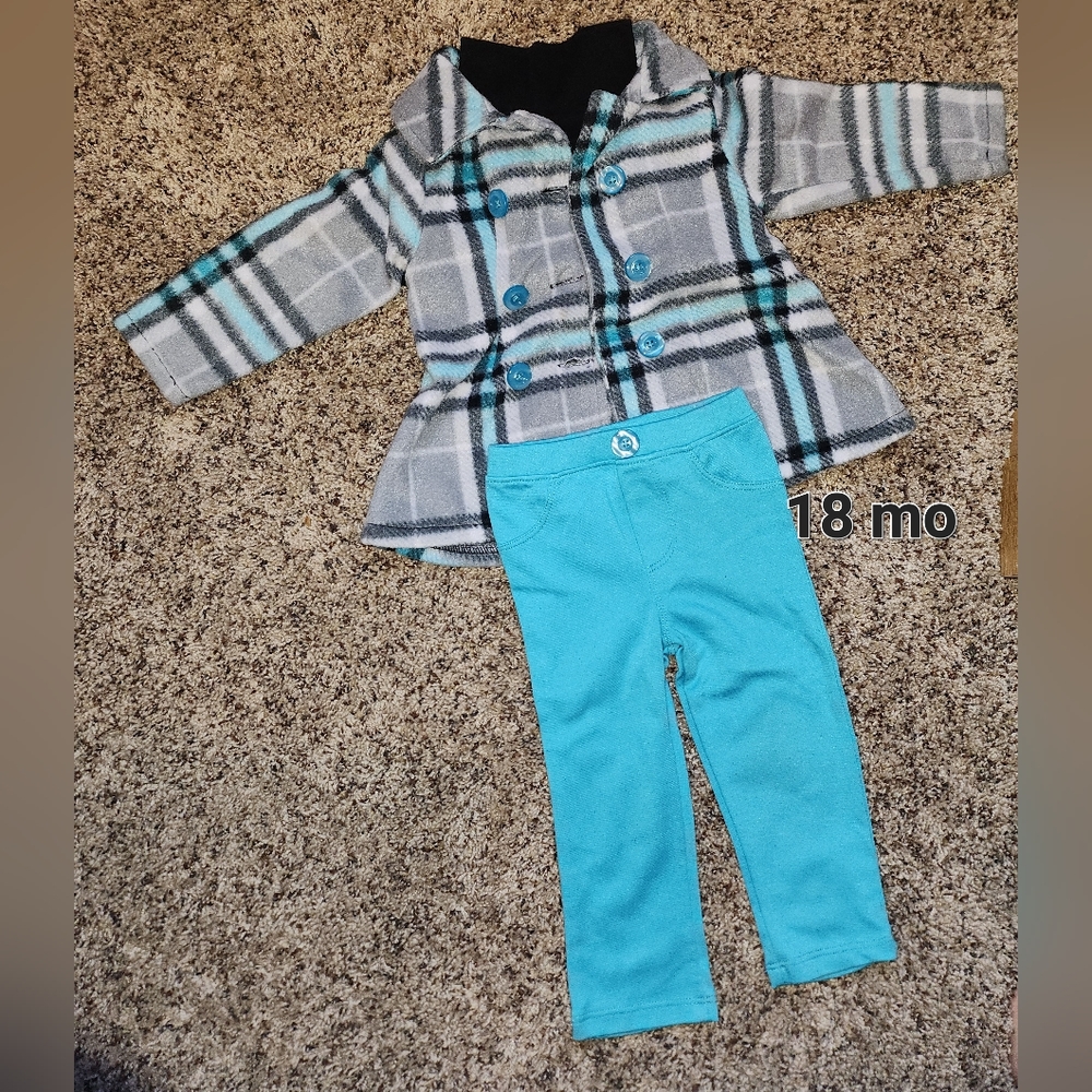 Girls jacket, matching pants and black long sleeve turtle neck shirt.